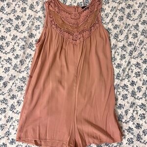 Forever 21 Dusty Pink Crochet Yoke Romper